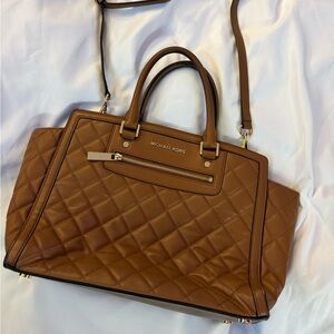 Michael Kors Quilted Tan Handbag tote medium cross body bag